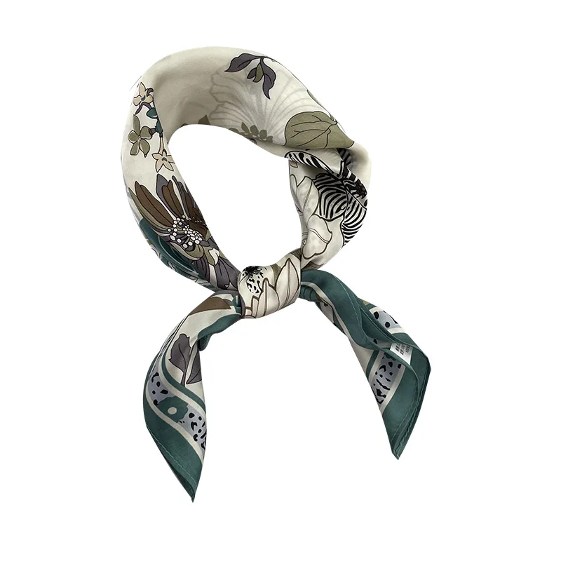 

Summer lotus fresh green silk scarf go with spring and autumn small square scarf thin scarf silk handkerchief