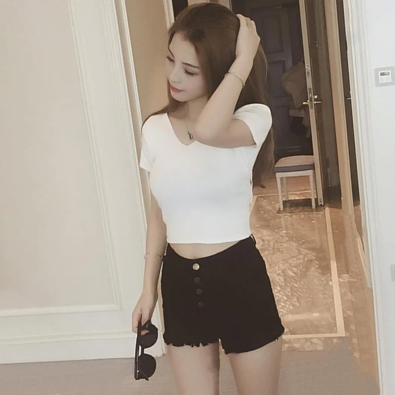 Женская одежда с коротким рукавом открытая футболка сексуальный летний топ