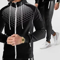 men casual sets 2021 winter new brand splice jogger tracksuit zipper hoodiespants 2pc sets mens sportswear sport suit clothing