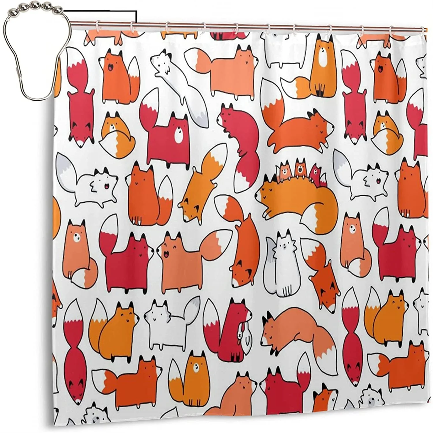 

Водонепроницаемая душевая занавеска из натурального хлопка с изображением лисы