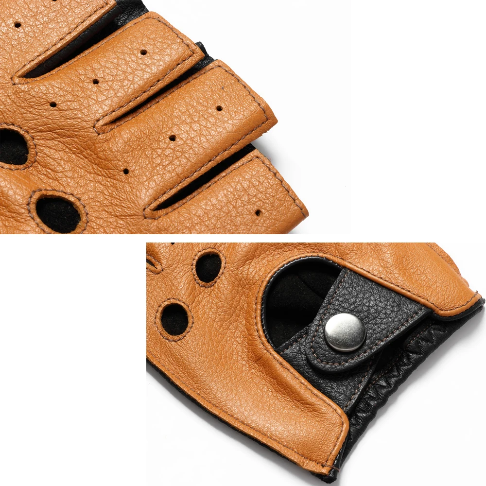 Перчатки мужские из натуральной кожи тонкие коричневые подходящие по цвету для