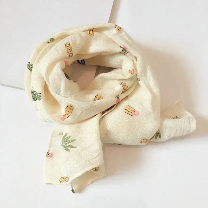 New Cotton Children's scarf color Plant cactus fashion joker Korean style ring scarf for boy and girl 02 - Цвет: Белый