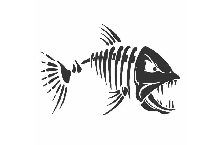 Наклейки на автомобиль Рыбья голова с острыми зубцами рыбные кости выражение зла