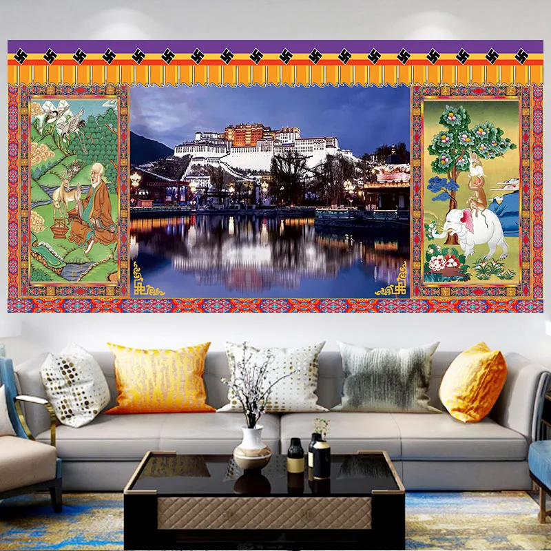 

Livingroom Bedroom Tapestry Tibet Potala Background Wall Cloth Home Decor Carpet