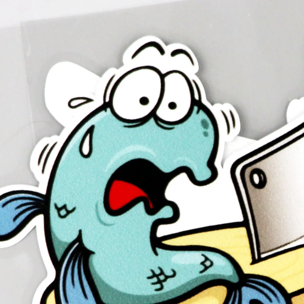 

YJZT 15.4CM10.9CM Funny Fish Scared Cartoon Decal PVC Car Sticker 11C-0181
