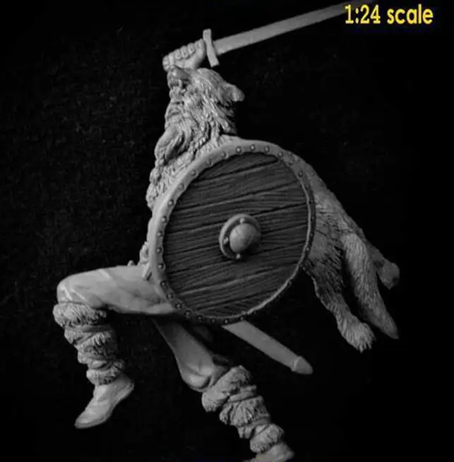 New Unassembled 1/24 75mm ancient warrior with base Resin Figure Unpainted Model Kit | Игрушки и хобби