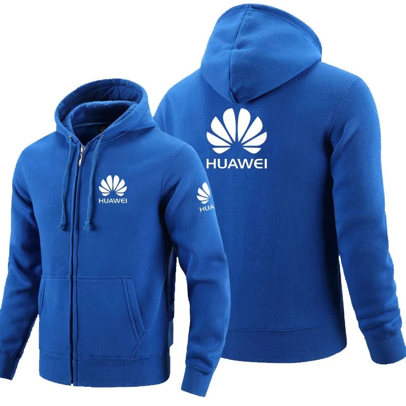 

2021 Zipper Hoodies Huawei logo Printed Hoodie Fleece Long Sleeve Man's zipper Jacket Sweatshirt