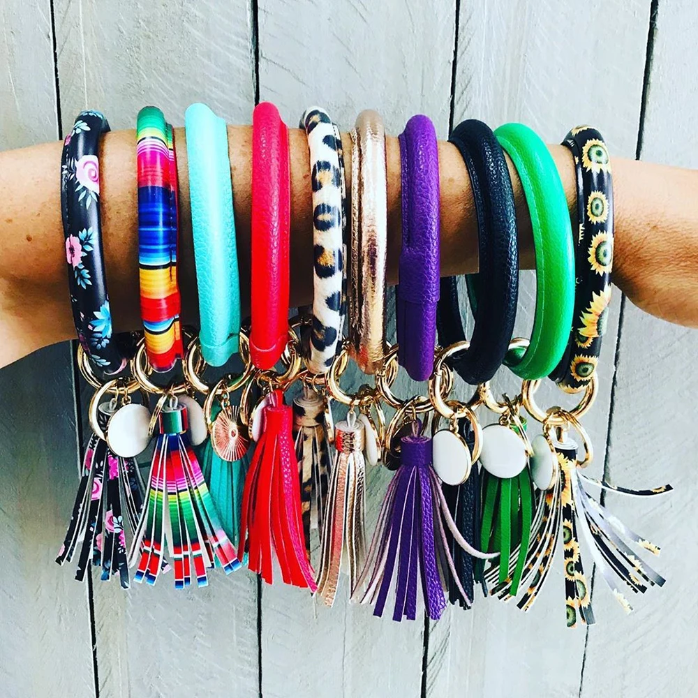 Модная многоцветная эмалированная кисточка из искусственной кожи брелок для