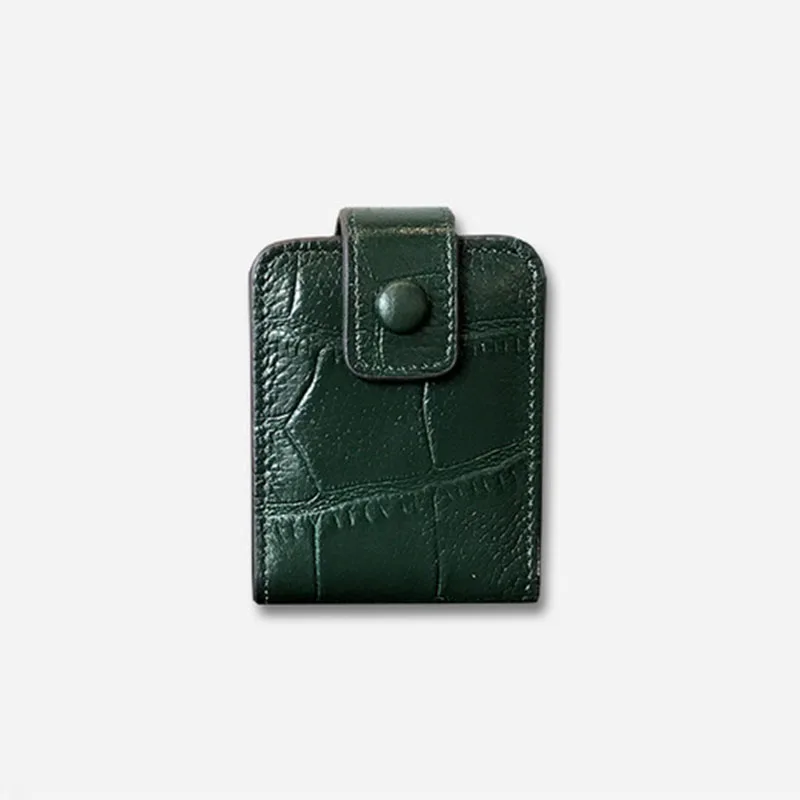 dark green Роскошный крокодиловый коровий кожаный чехол для помады Чехол Органайзер с зеркалом 3 шт. Дорожный Кожаный держатель для губ маленькая сумка для помады - Цвет: dark green