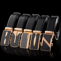 new style gold automatic buckle mens belt without standard hardware buckle head imitation leather belt luxury trend design belt