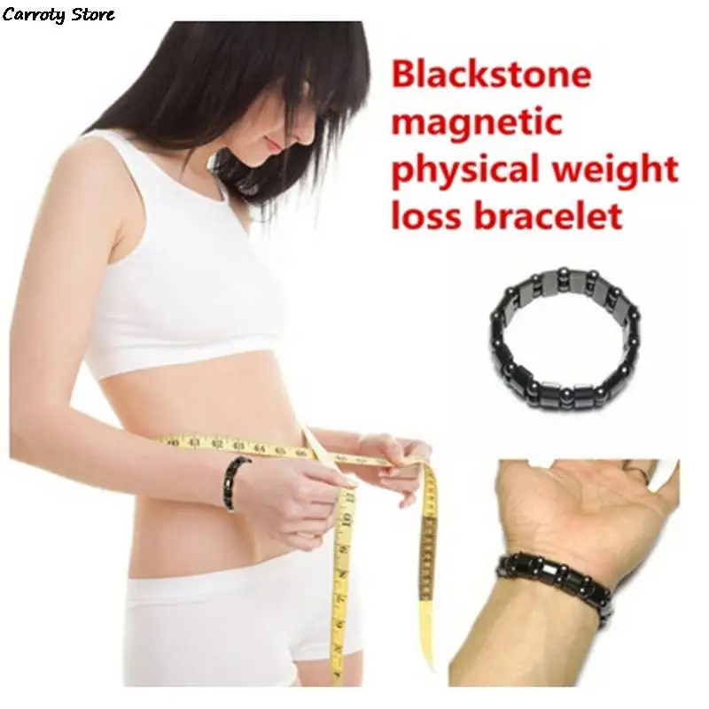 1 шт. Вес потери черного цвета с круглым носком камень браслет для магнитотерапии
