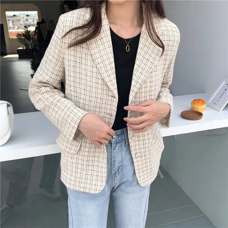 Женский винтажный офисный Блейзер HziriP абрикосовый элегантный свободный блейзер