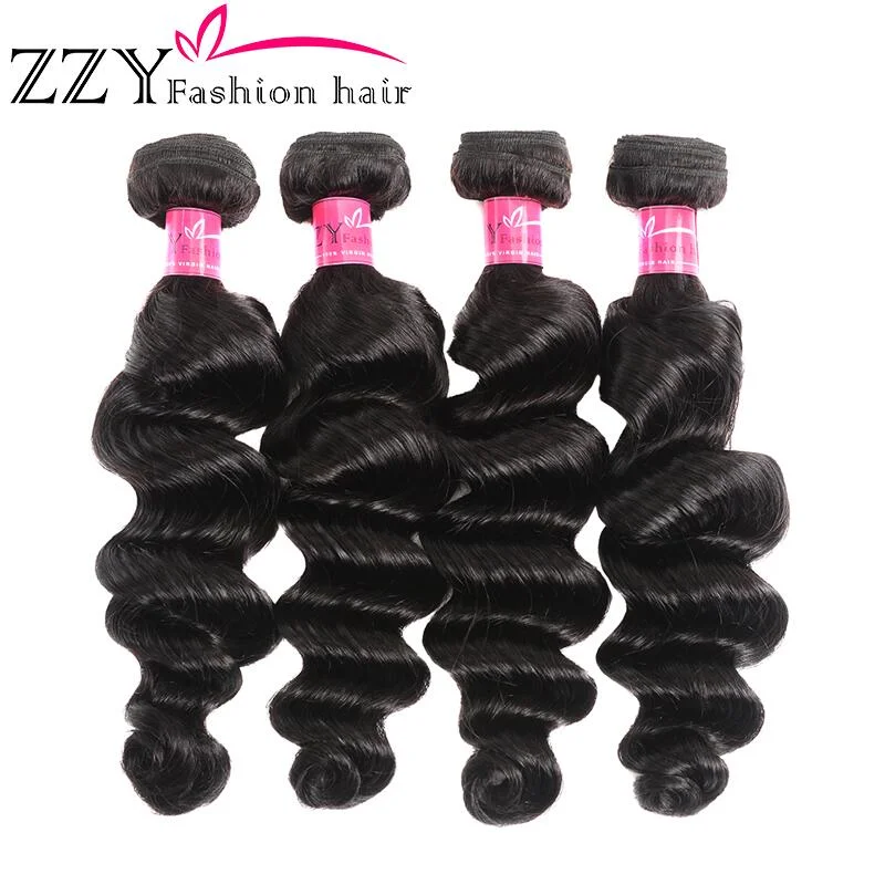 ZZY Fashion hair Loose Deep Wave Bundles Brazilian Hair Weave Bundles Human Hair Extensions 4 Bundles Non-Remy Hair Bundles