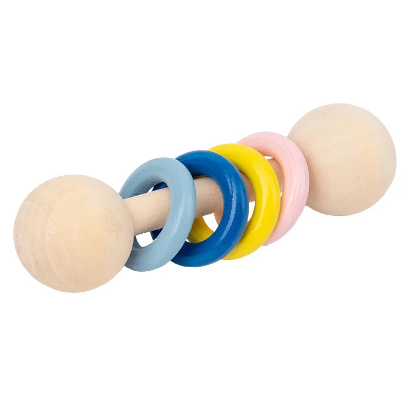 

2PCS/Set Baby Kids Wooden Bed Bell Rattles Beech Newborn Preschool Musical Educational Toys Crafts Handle Trainning Game