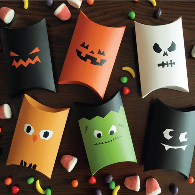 

25pcs95x140mm European and American hot-selling creative devil monster ghost pattern Halloween gift box candy pillow box