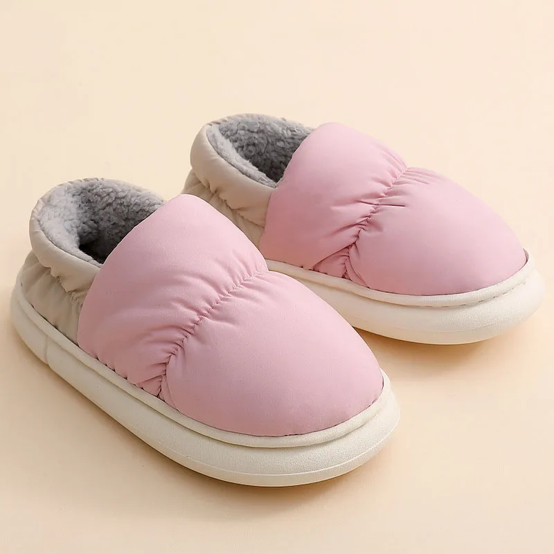 

Тапки женские зимние хлопковые, пуховая ткань, плоская подошва, повседневная домашняя обувь для матери, теплые слиперы