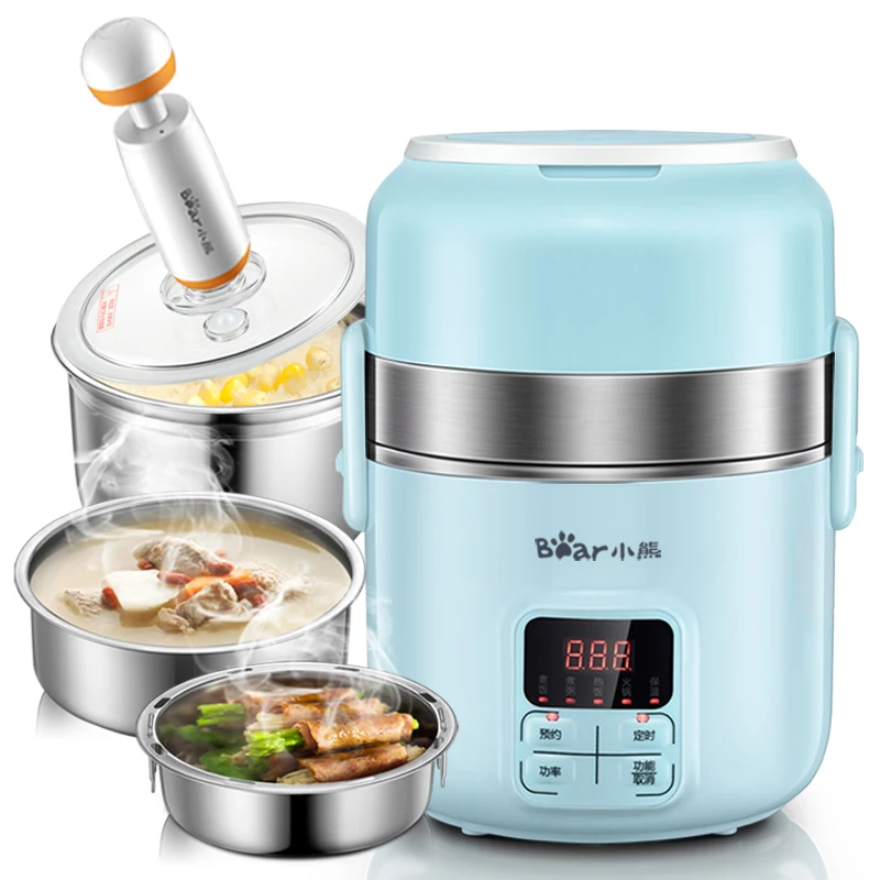 220V Многофункциональный 3 слоя 2L электрическая плита риса Плита Портативный интеллигентая(ый) Электрическое отопление Коробки для обедов для путешествий и школы