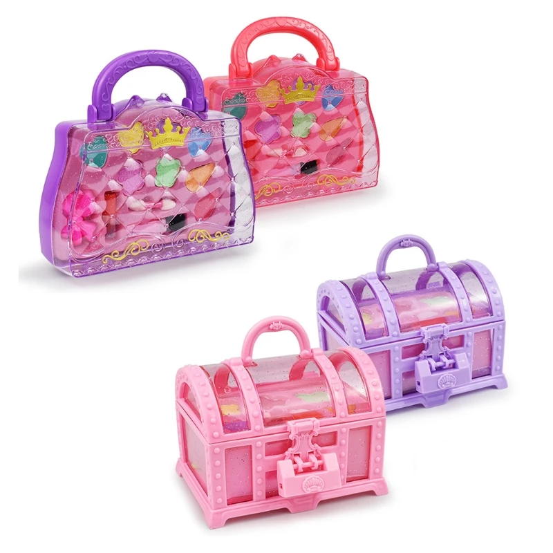 

72XC Make-up Suitcase Girl Play House Jewelry Box Tie Head Hairpin Toy for Girls