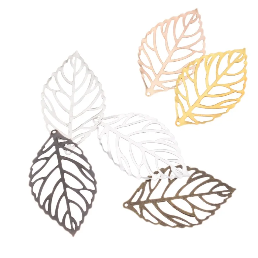 Бесплатная доставка розничная продажа 50 шт. филигранные листья металлические