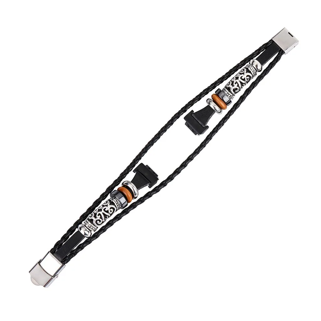 

Sports Bracelet Fashion band Accessories For Fitbit Inspire Replacement Leather Beading Bracelet Strap Band Weave Braided