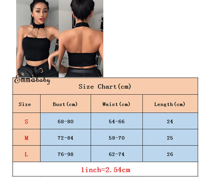 Стиль панк кроп Топ чокер Холтер женский Cami открытая цепь Пряжка рубашка с