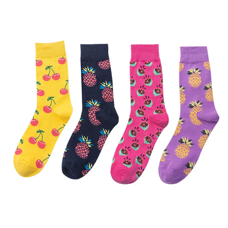Красочные хлопковые мужские и женские носки забавные еда ананас пицца гамбургер