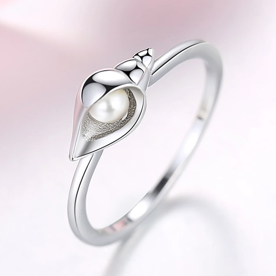 Женское кольцо из серебра 925 пробы с жемчугом|Кольца| |