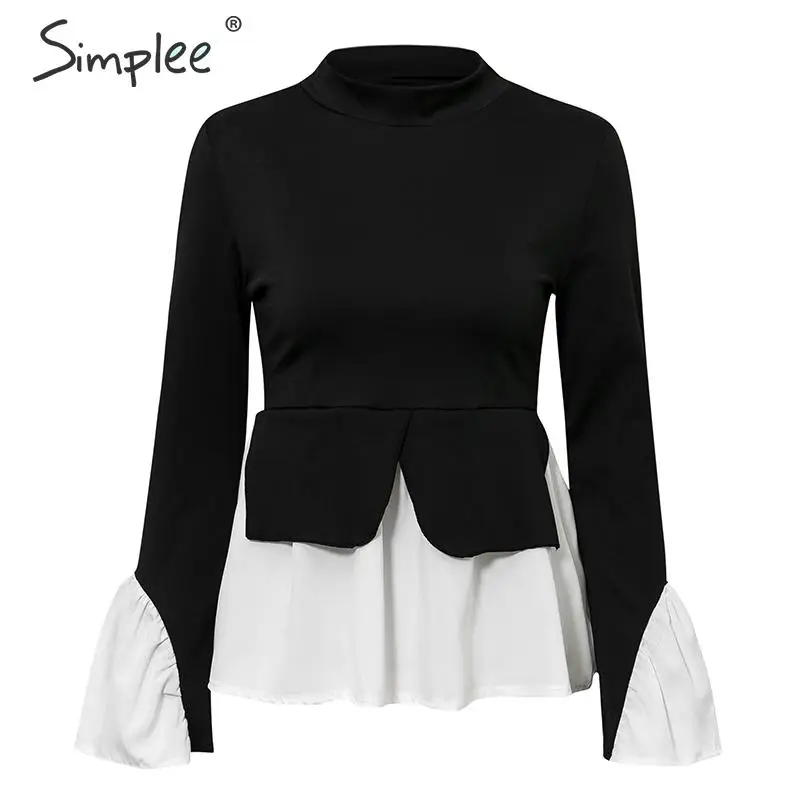 Simplee модная женская блузка из двух частей рубашка с длинным рукавом в стиле