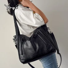 YBYT large capacity luxury handbags women bags designer vintage tote bag alligator PU leather ladies shoulder messenger bag