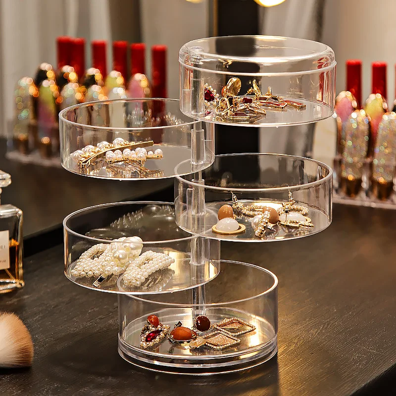 Вращающаяся на 360 градусов шкатулка для ювелирных изделий простая настольная