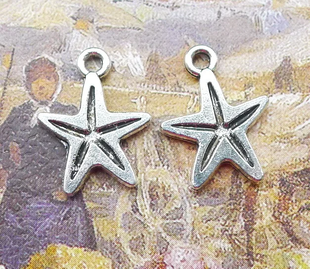 

30pcs/Lot 13x17mm Starfish Alloy Charms Antique Silver Color Pendants for DIY Jewelry Making Charm