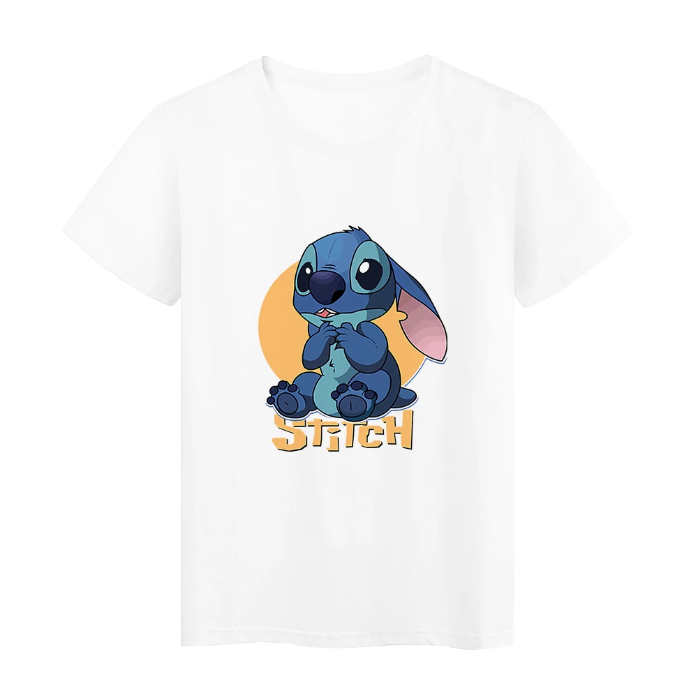 

Disney Fine Cartoon Stitch Printed Teens Casual Tshirt Summer Loose Crewneck Tee shirt Women Fans Clothing Kawaii Ropa 2021 New
