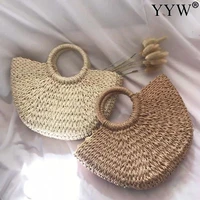 ladies woven straw bag handmade paper rope woven handbag fashion popular round square holiday beach bag 2021 female handbag