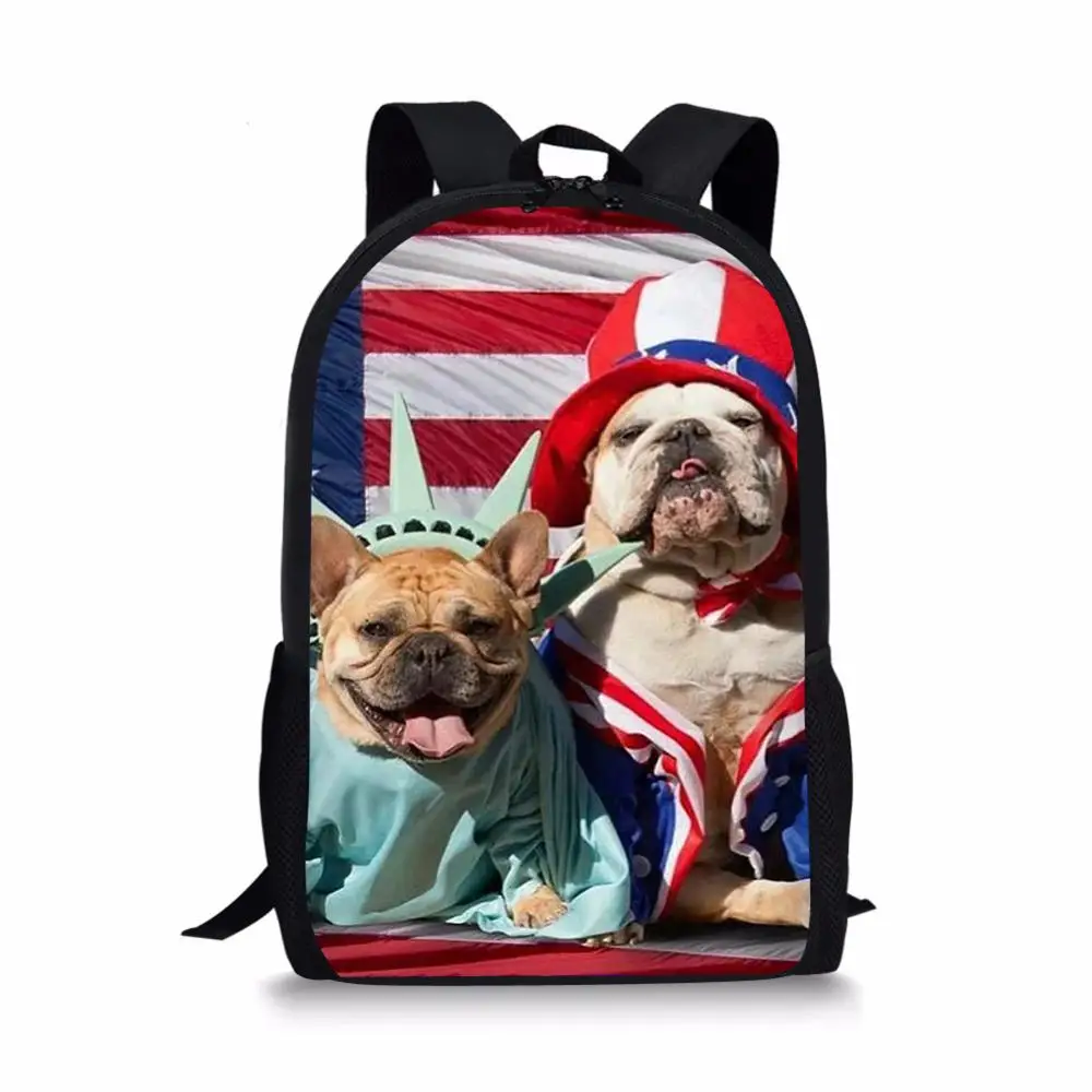 Kids School Bags Kawaii Animal Teenager Travel Backpack Little Bulldogs Prints Pattern Toddler School Backpack for Boys