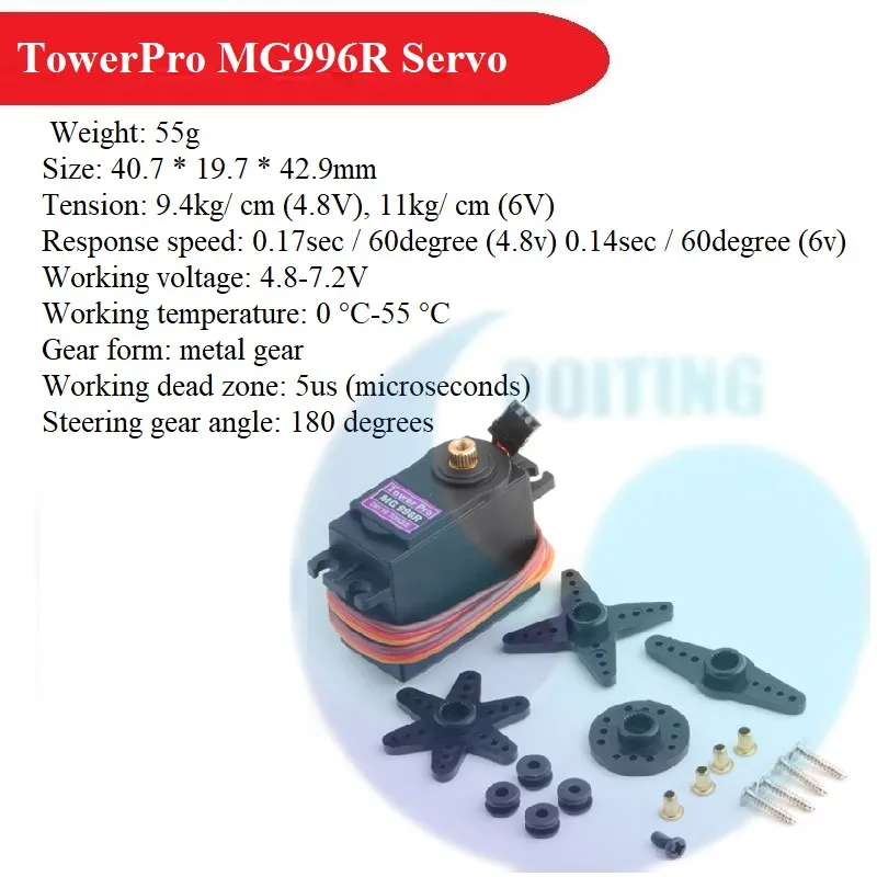 Цифровой сервопривод MG996r с высоким крутящим моментом на 180 градусов