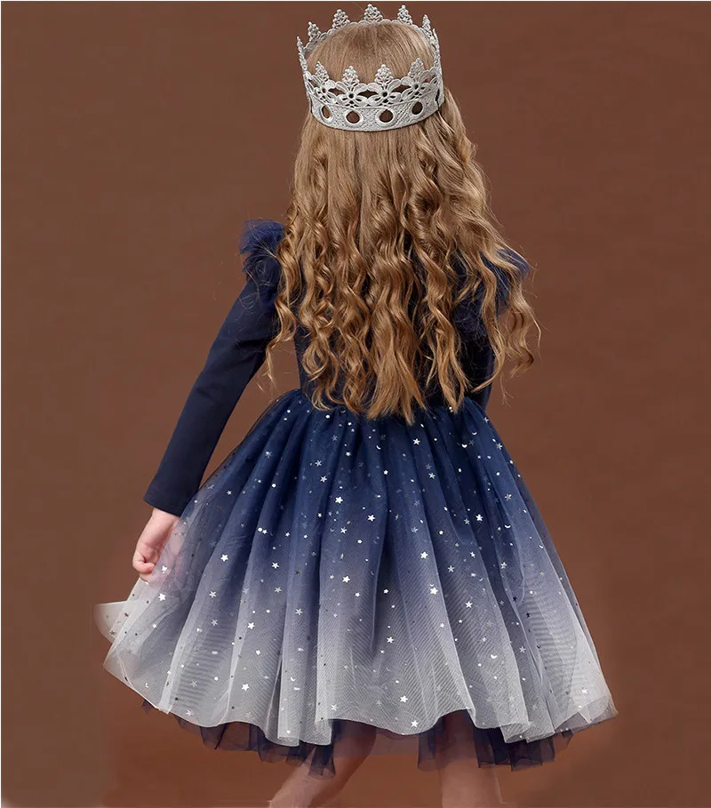 Girl Clothes Kids Winter Fall Designer Dresses Toddler Birthday Party Princess Ball Gown Blue Dress Baby Clothing Big Size 12 10 | Детская