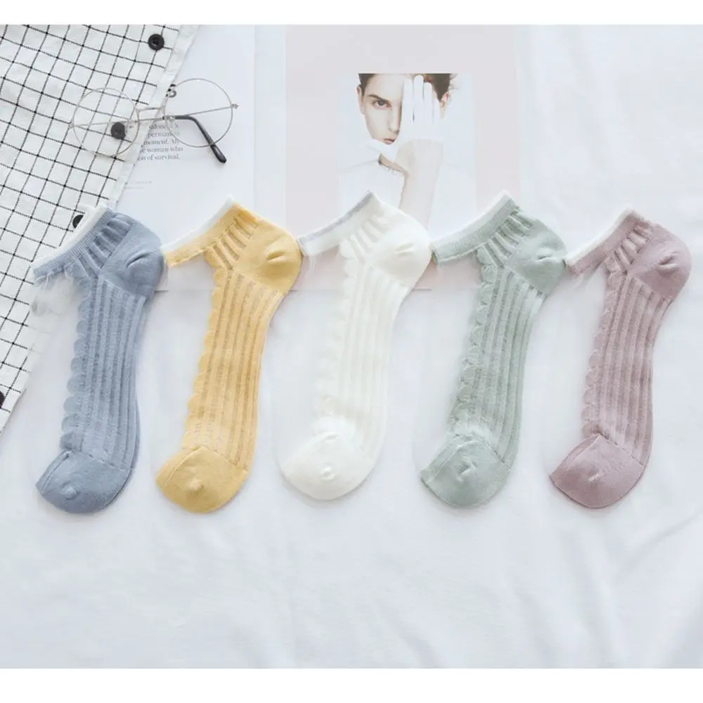 

Sheer Korean Thin Invisible Transparent Elastic Ankle Socks Casual Short Sock Stockings