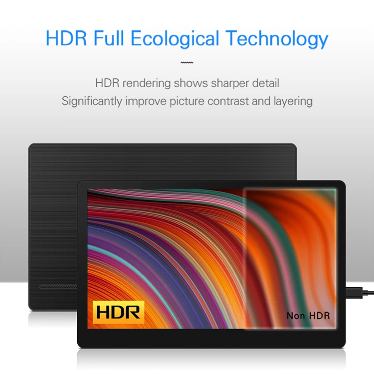 저렴한 13.3 인치 1080P HDR 게이밍 모니터 (USB 타입 C 포함) HDMI 스크린 Ps4 Xbox 스위치 휴대용 모니터 용 내장 스피커
