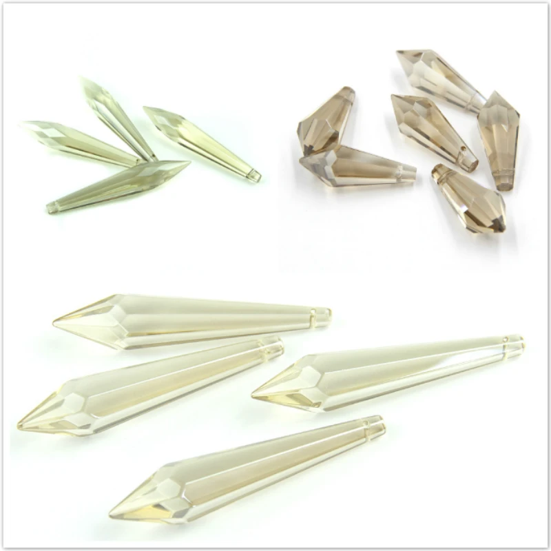 

38mm/63mm/76mm Cognac K9 Crystal Chandelier Pendants Prisms Cut & Faceted Glass U-Icicle Drops For Cake Topper Decoration