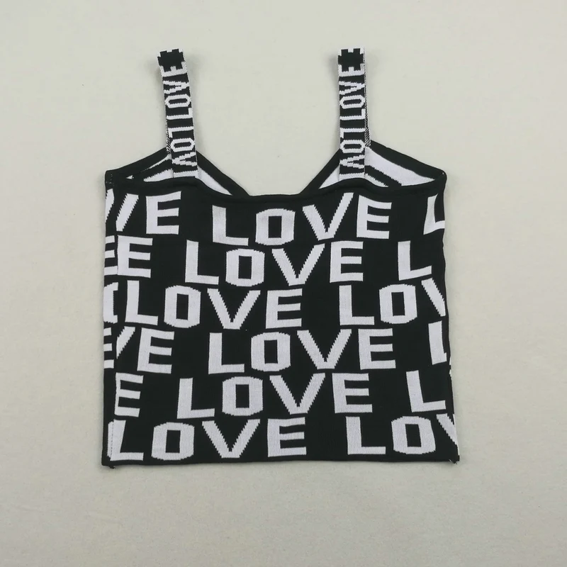 Топ женский из хлопка с V образным вырезом и надписью LOVE|Топы| |