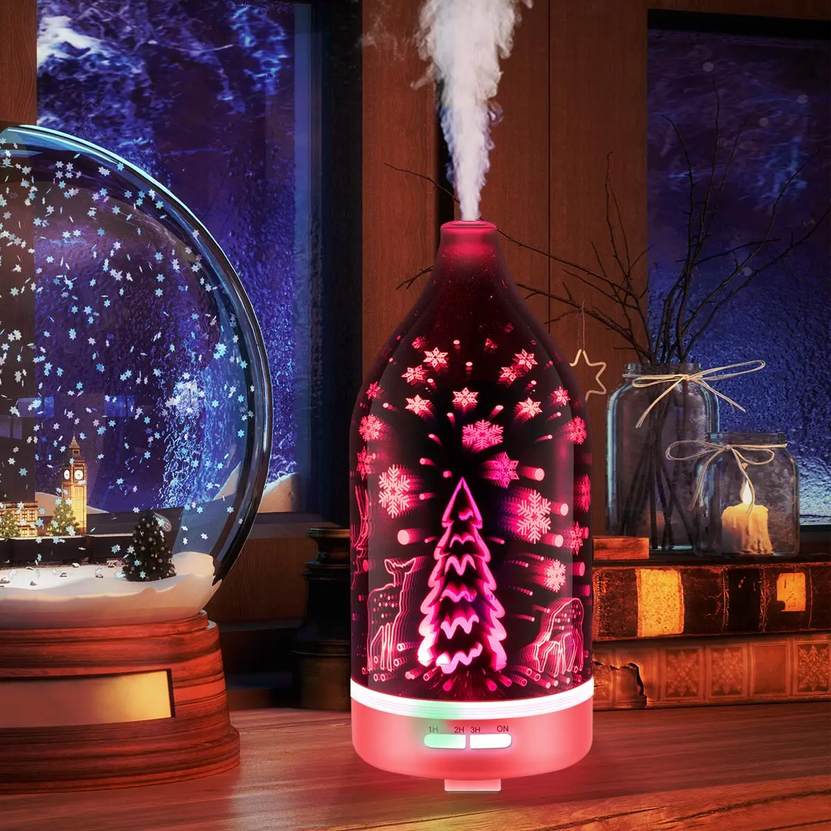 

Humidifier Diffuser Aromatic Aromatherapy 120ML Christmas Lights Up In Seven Colors Applicable To Families YANKE