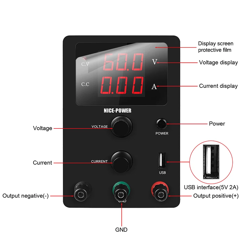 Лабораторный источник питания постоянного тока NICE POWER лабораторный Регулируемый