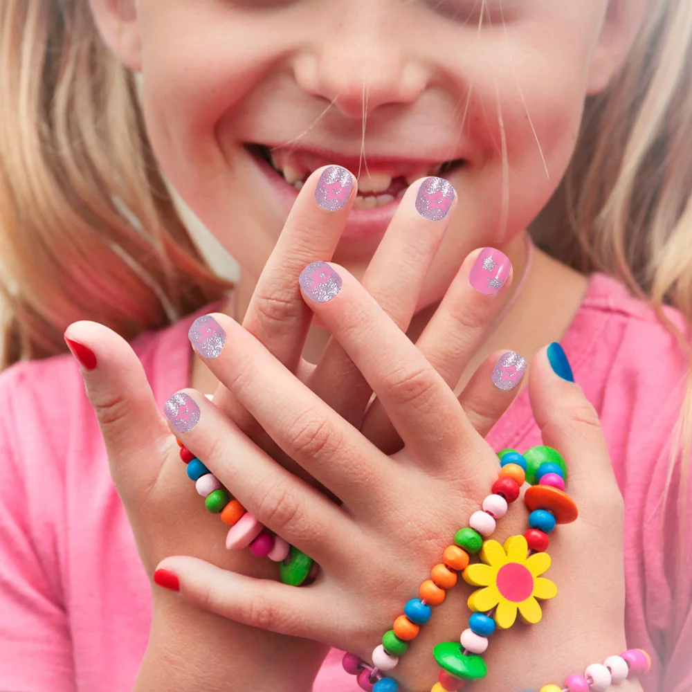 

96pcs/4 Boxes Girl False Nails Kids Press on Short Fake Nails False Fingernails
