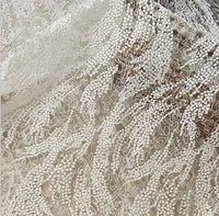 3Yards White Embroidered Wedding Lace Fabric 3D Polyester Embroidery Quality Tulle Mesh lady dresses gowns making Fabric