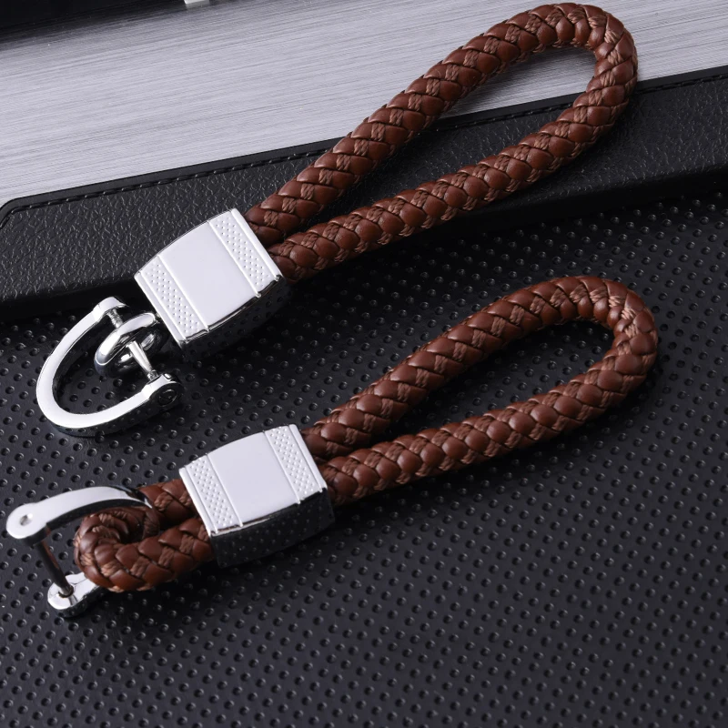 CHEENCHENG Hand-woven Car leather keychain Metal for cars key chains horseshoe buckle creative gift Motorcycle Auto accessories |