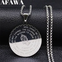 2022 jesus bible with hands praying stainless%c2%a0steel charm necklace for womenmen round jewelry%c2%a0chapelet catholique nxs02