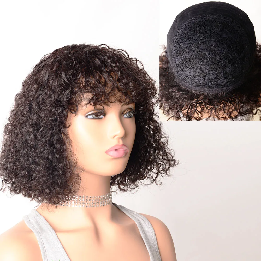 Парик из коротких вьющихся человеческих волос парики с короткими вьющимися