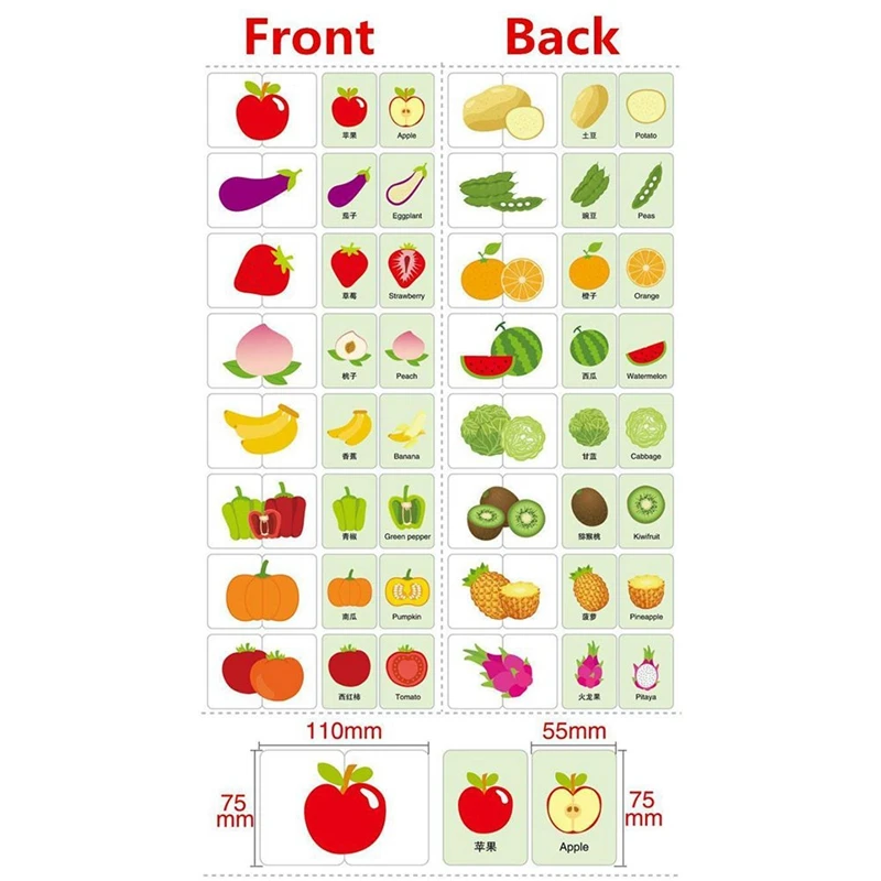 32 шт. карты-пазлы с алфавитом фрукты и овощи | Игрушки хобби