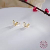 925 sterling silver korea exquisite pearl butterfly stud earrings for women fashion wedding jewelry gift