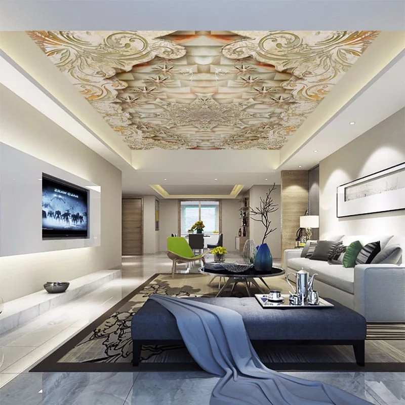Фотообои 3D роскошные мраморные потолочные фрески для гостиной спальни столовой